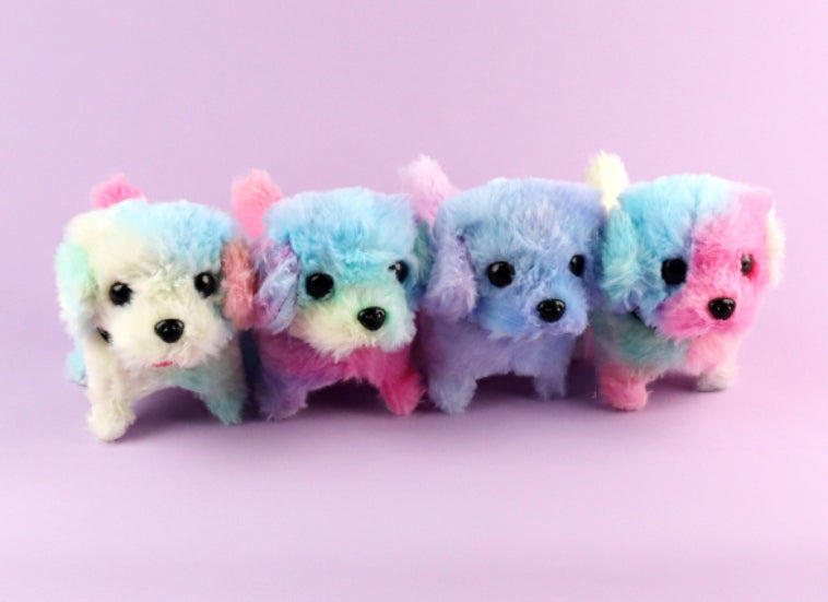 Walking And Sound making Battery control Colourful Plush Dog