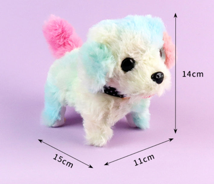 Walking And Sound making Battery control Colourful Plush Dog