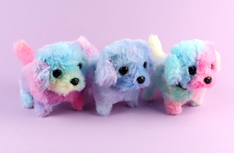 Walking And Sound making Battery control Colourful Plush Dog